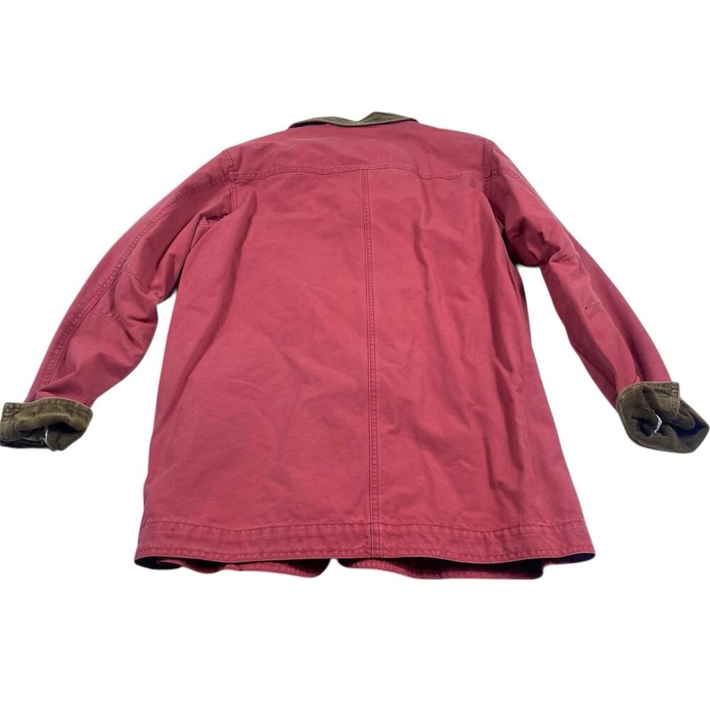 LL Bean Chore Barn Canvas Coat Utility Jacket Red Womens MED Flannel Lined - Picture 10 of 13